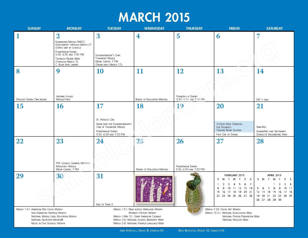 2014 2015 School Calendar Monthly Handbook Frederick County Public 