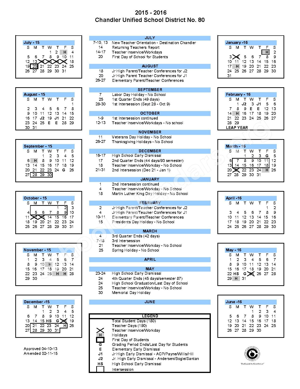 Chandler Public Schools Calendar 2023