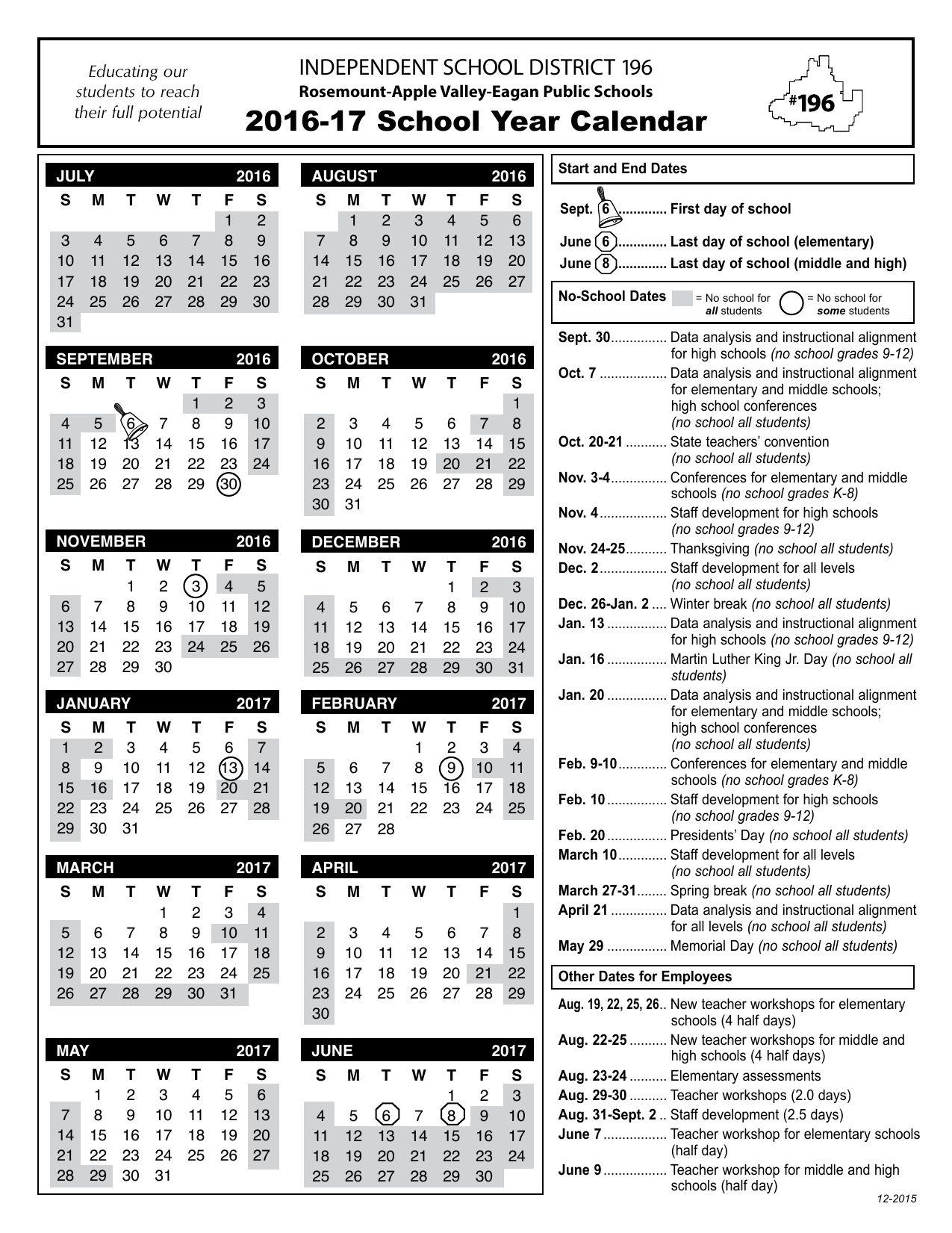 Apple Valley School District Calendar 2023