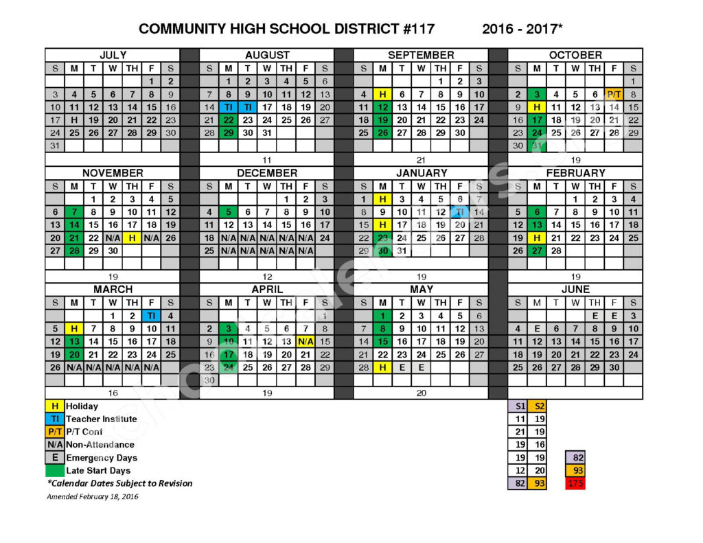 2016 2017 District Calendar Allendale School Lake Villa IL