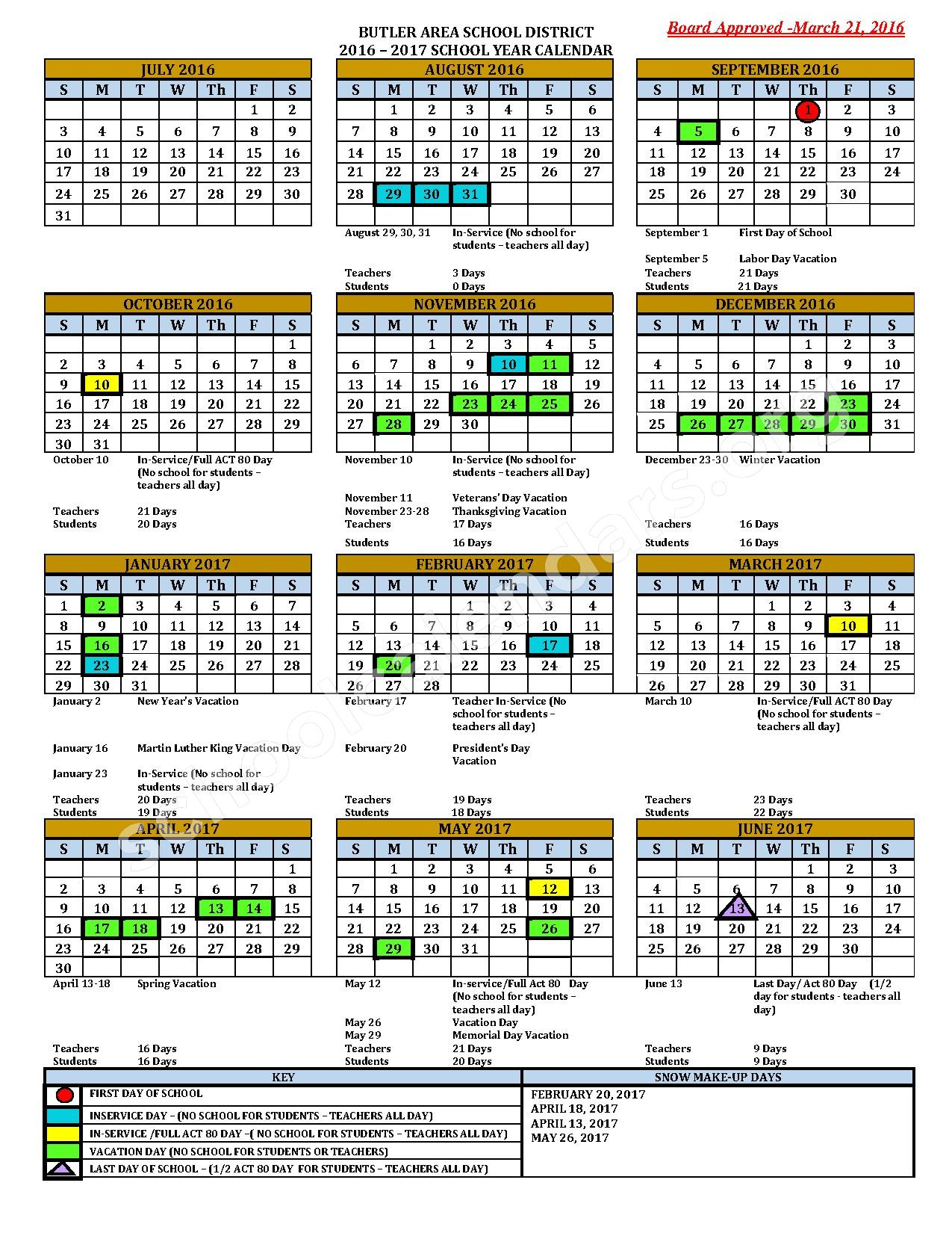 Butler Area School District Calendar 2024