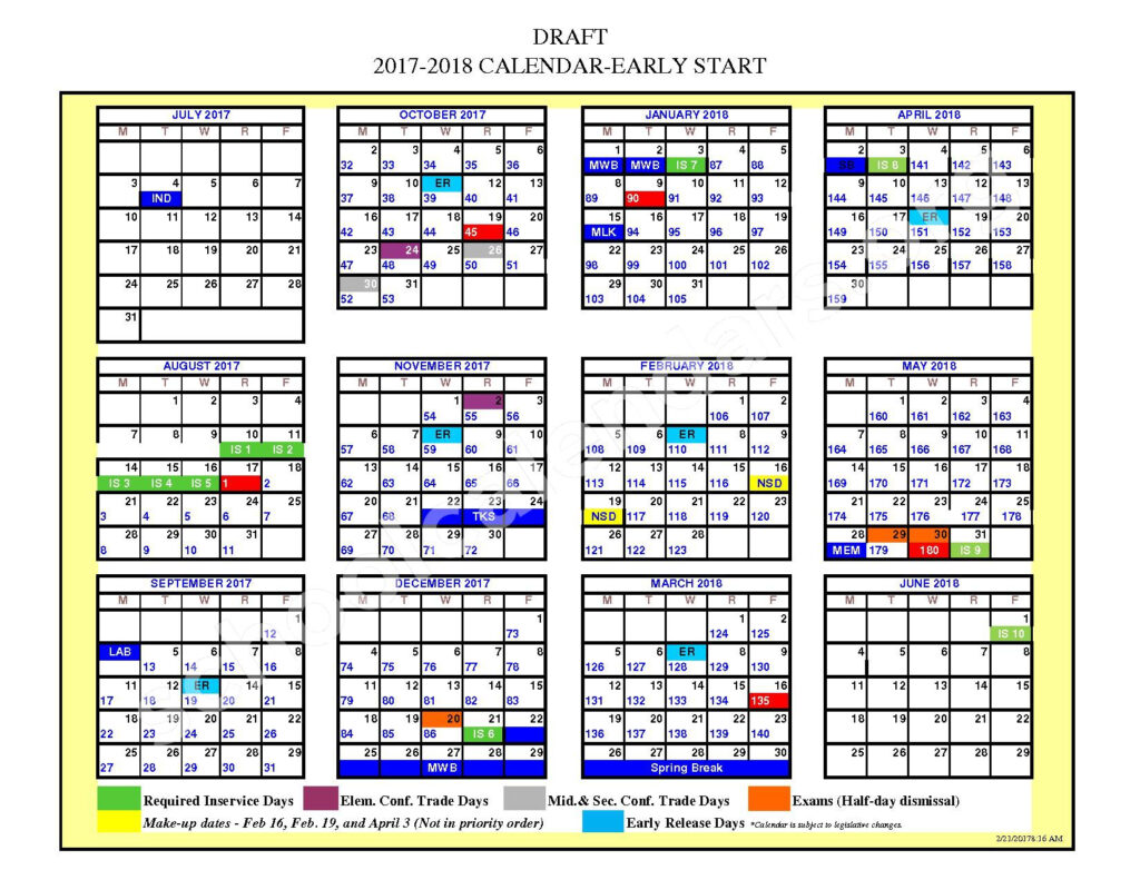 2017 2018 School Calendar Greenwood School District 50 Greenwood SC