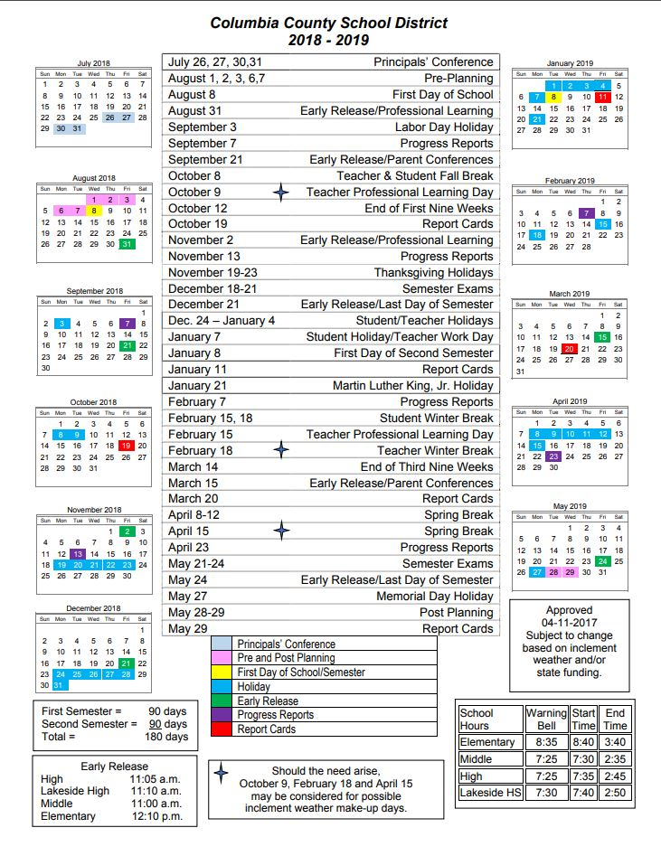 Columbia High School Calendar 2023 - Schoolcalendars.net