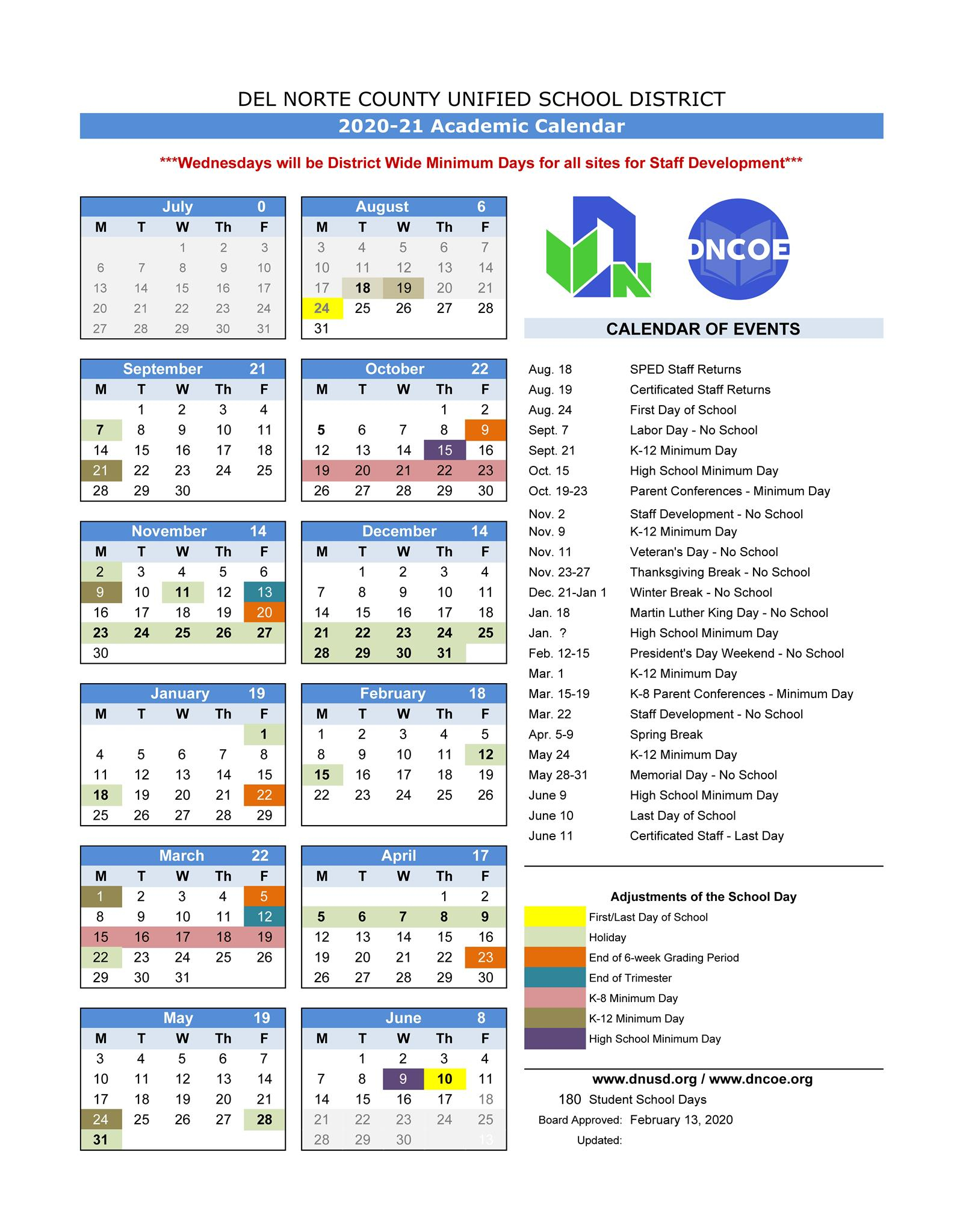 About Us Academic Calendar