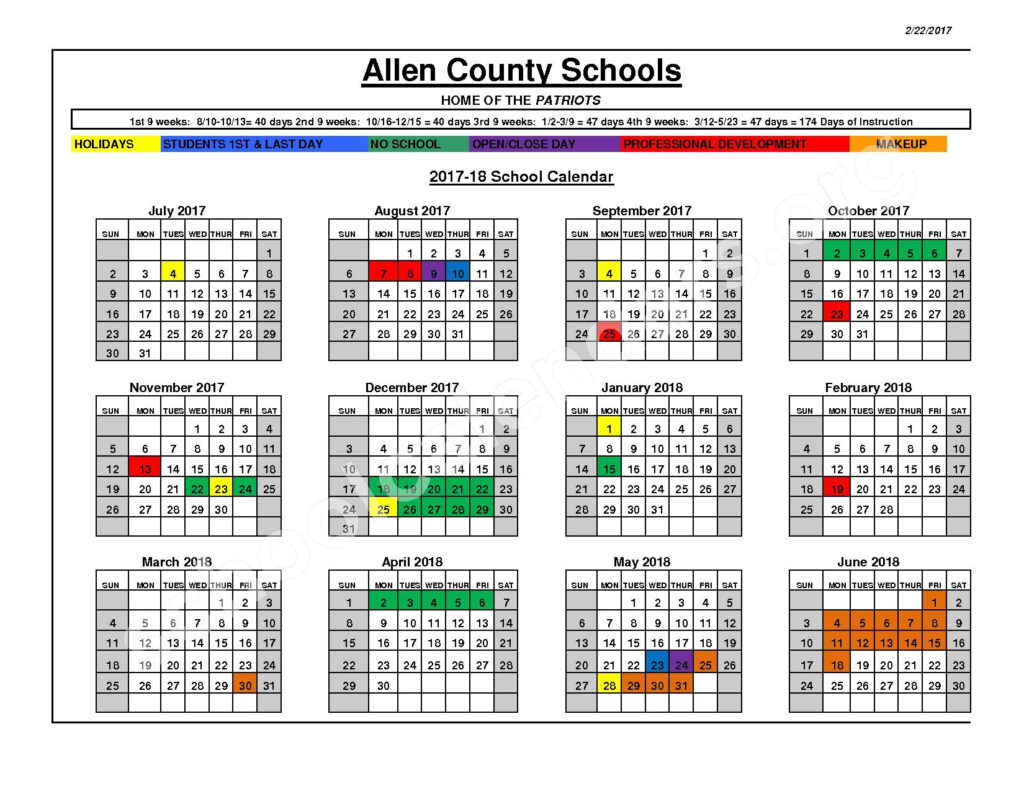 Allen County School District Calendars Scottsville KY