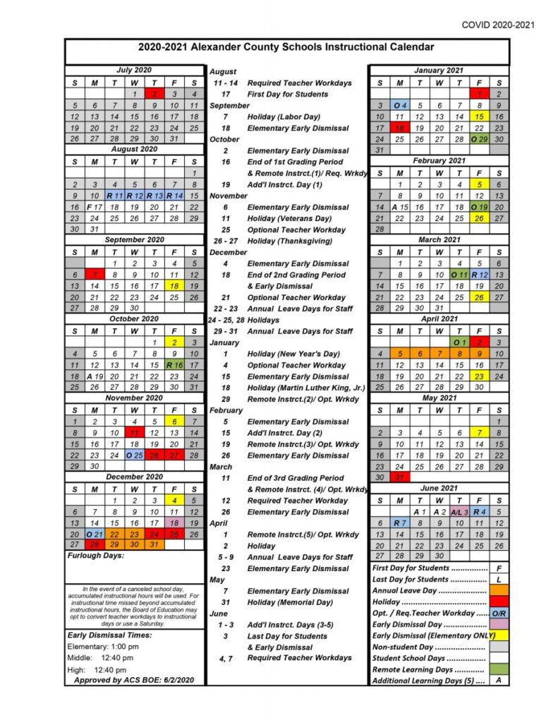 Anderson County School Calendar 2020 2021 Printable Calendars 2021