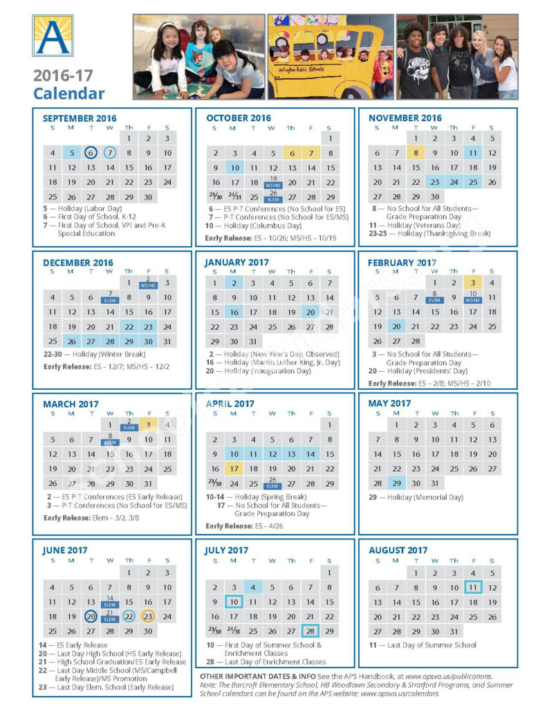 Arlington County Public Schools Calendars Arlington VA