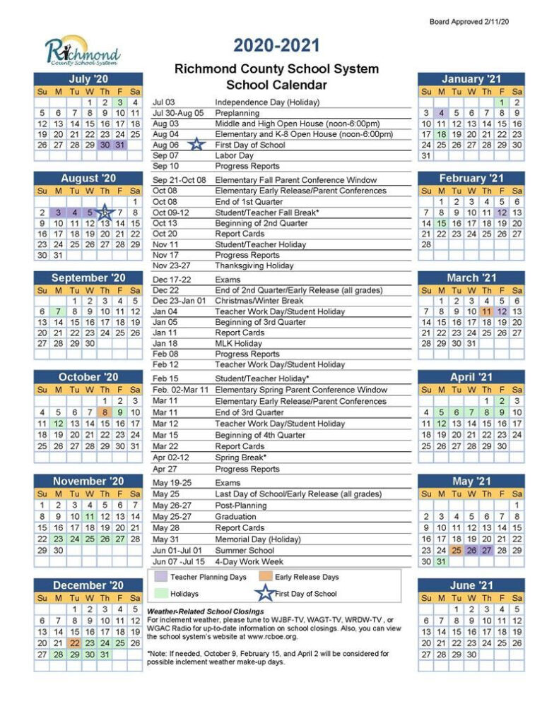 Augusta County School Calendar 2020 2021 Printable Calendars 2021