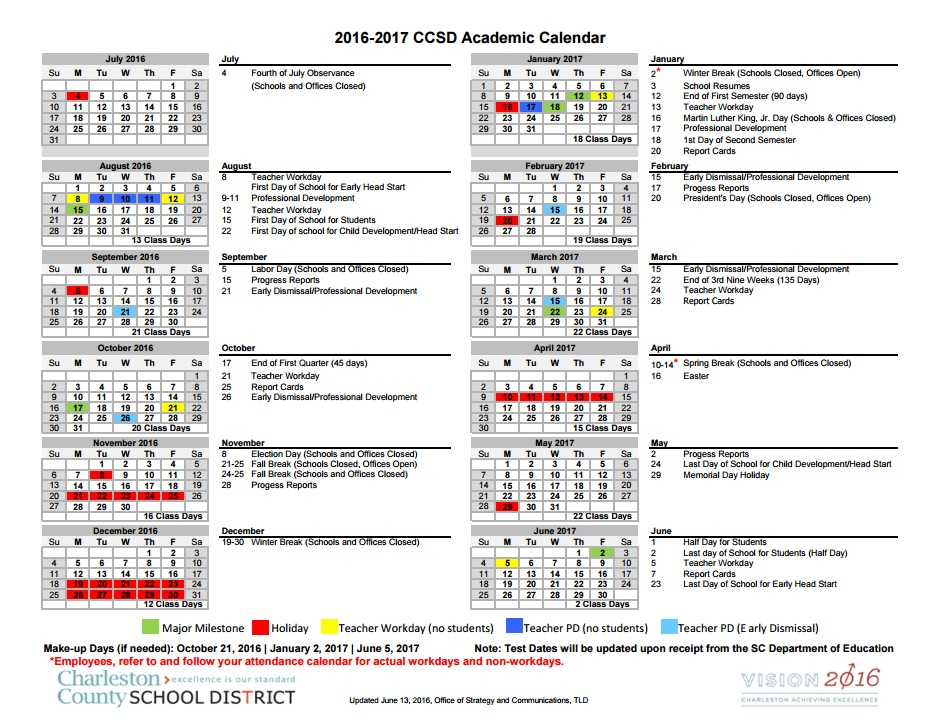 Charleston County School District School Calendar 2023