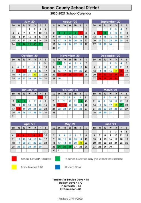 Bacon County Elementary School Bacon County Elementary School Calendar