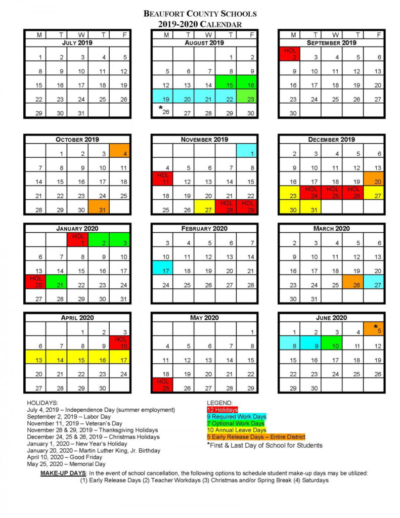 BCS School Calendars Beaufort County Schools