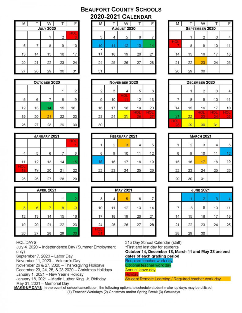 BCS School Calendars Beaufort County Schools