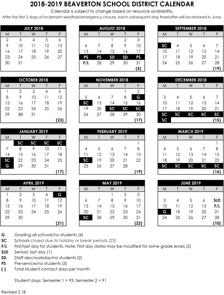 Beaverton School District Calendar Qualads