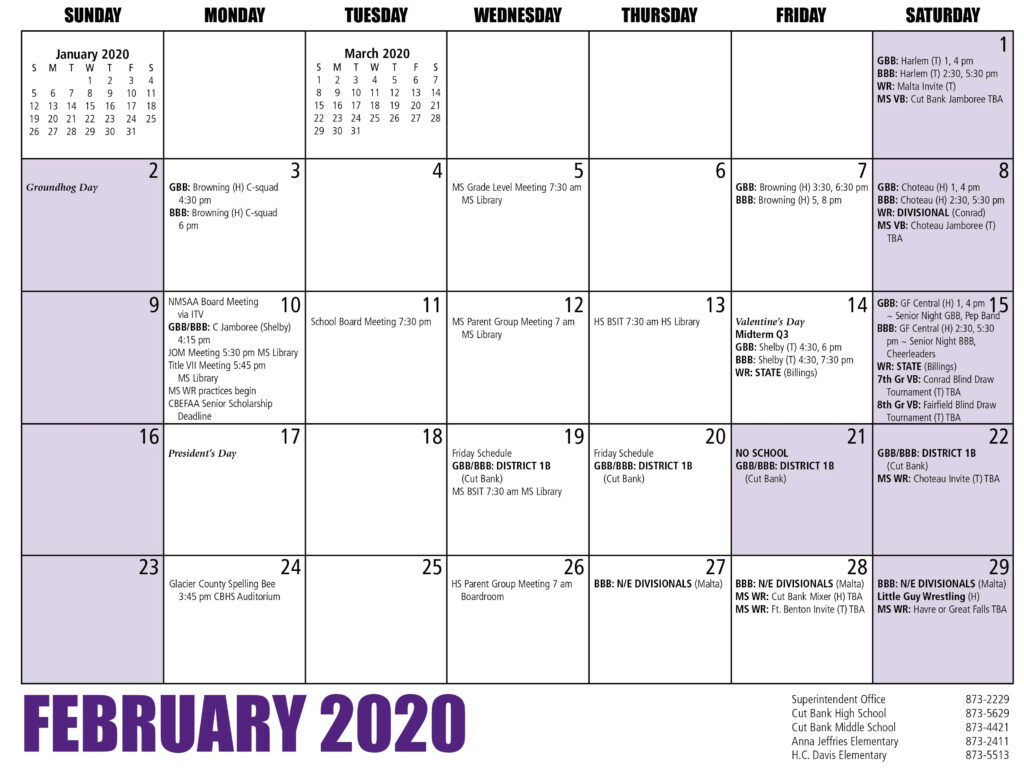 Billings School Distric 2 Calendar Printable Calendar 2020 2021