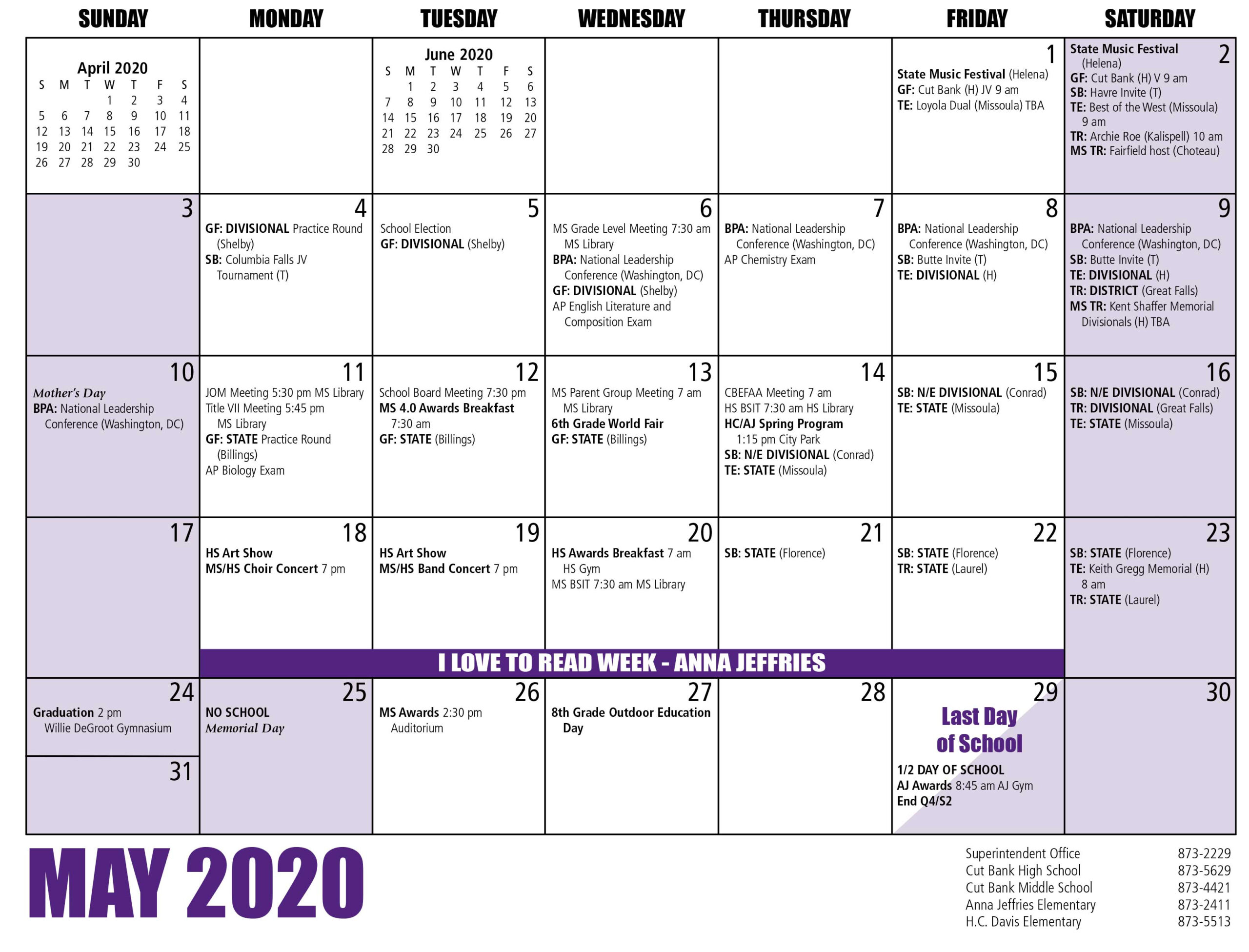 Billings School District Calendar 2022 - Schoolcalendars.net
