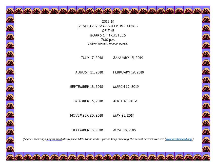 Calendar Mountain Home School District 193