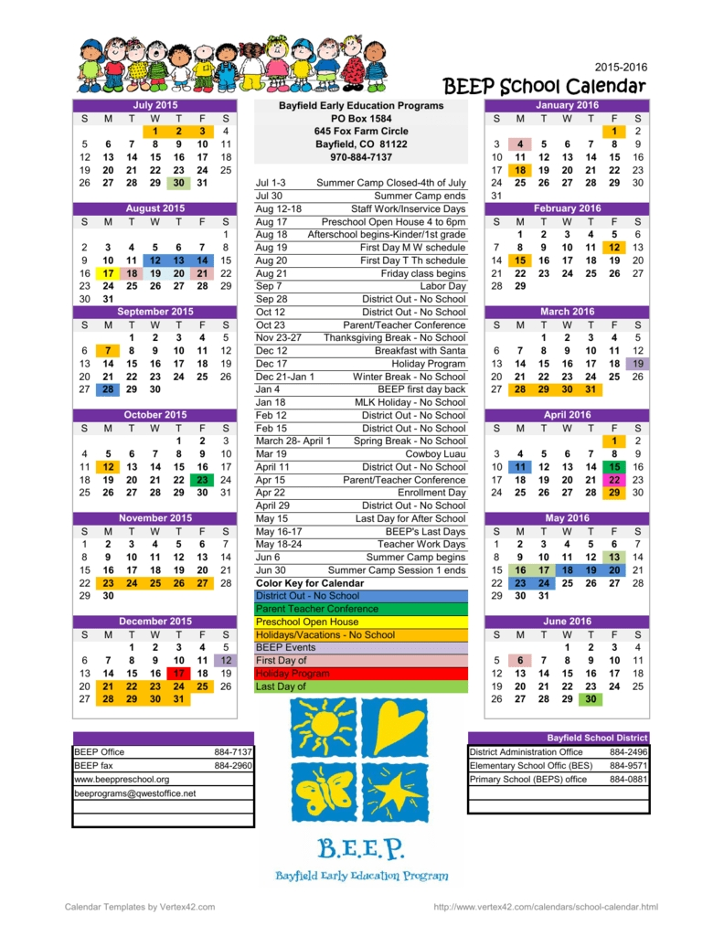 Calendar School District 42 Working Calendar