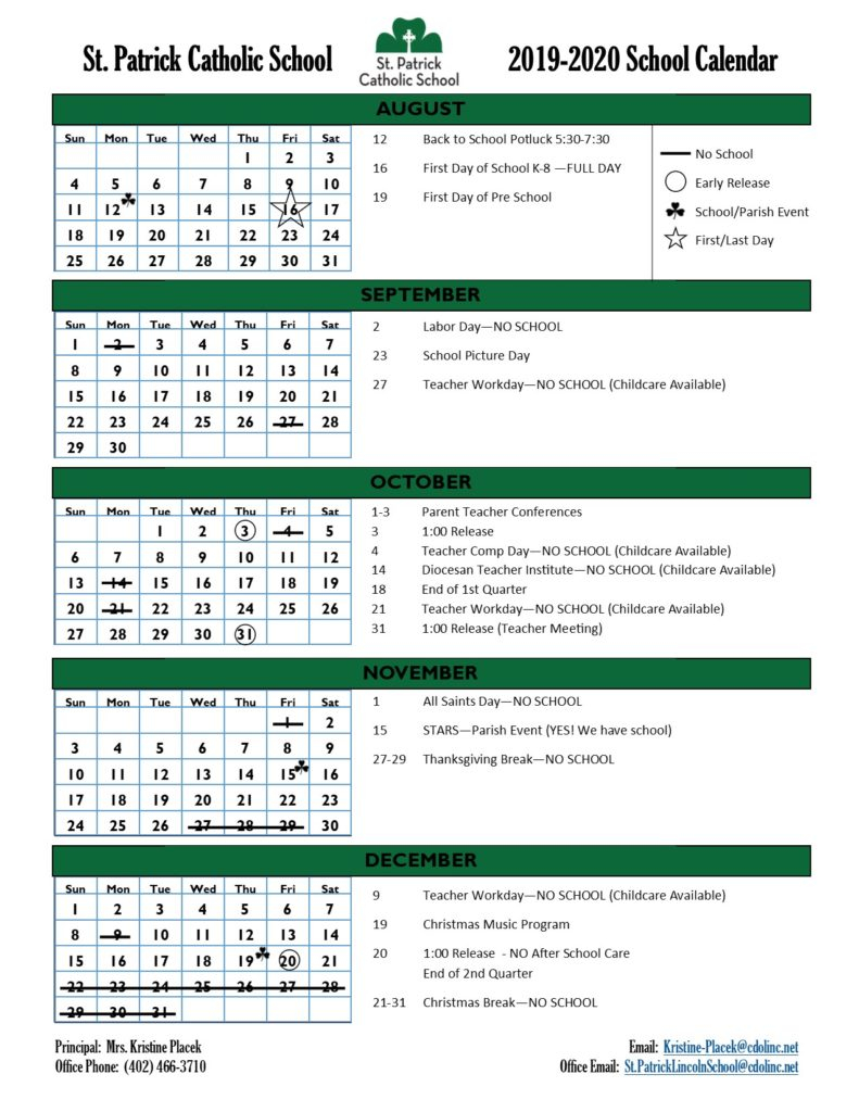 St Patrick High School Calendar 2024