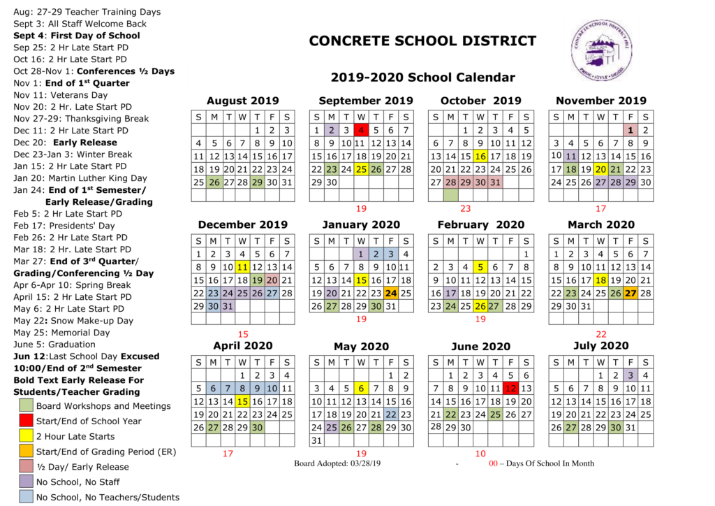 Calendars Concrete School District