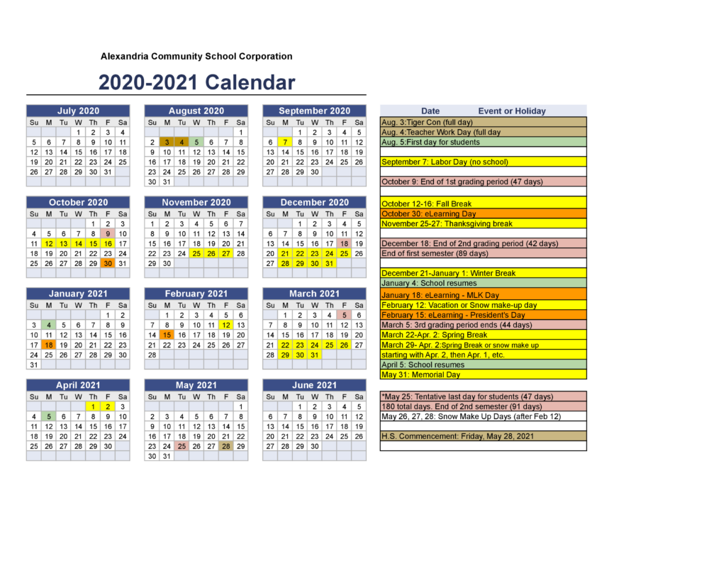 Carmel Clay Schools Calendar 2020 2021 Printable Calendars 2021