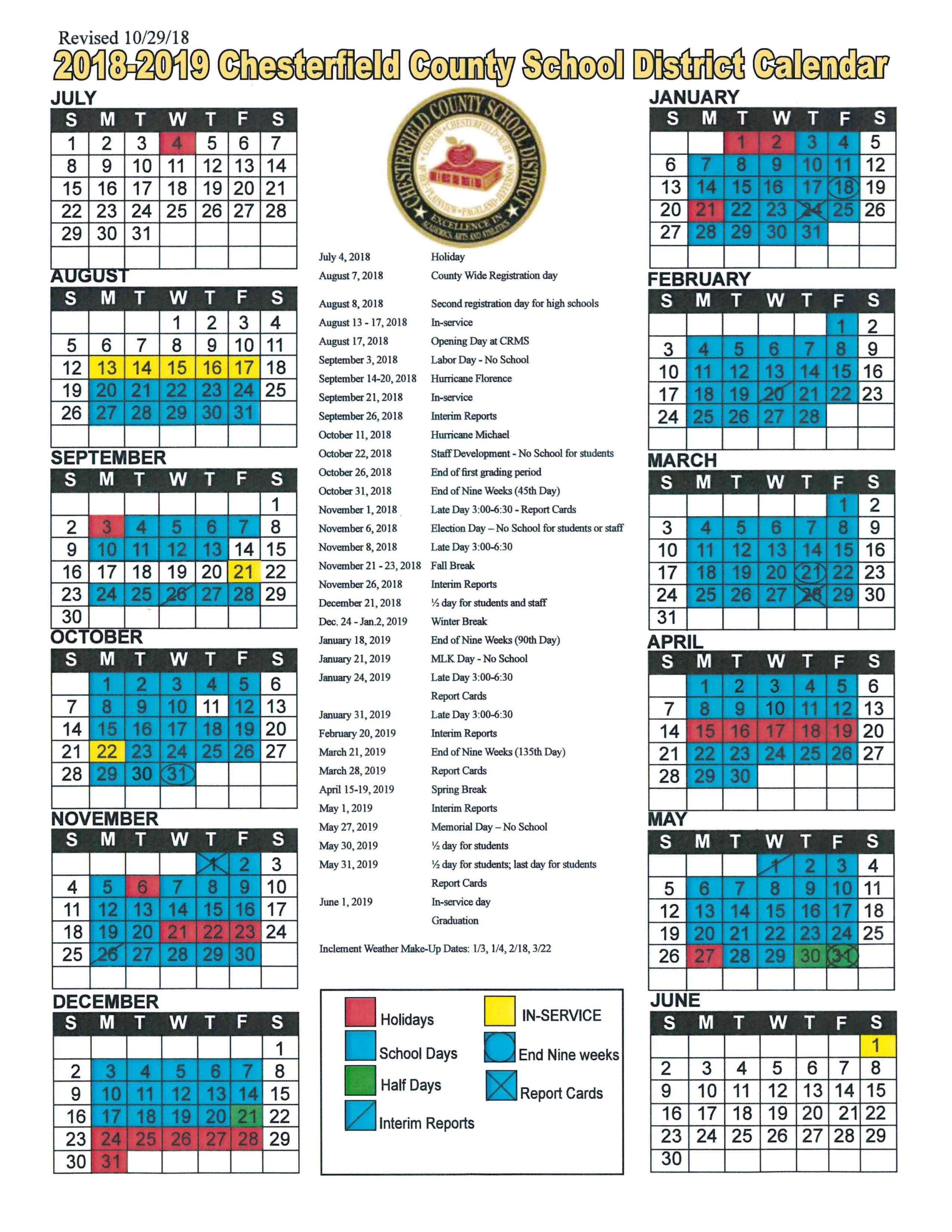 Chesterfield County Schools Calendar 2023 - Schoolcalendars.net