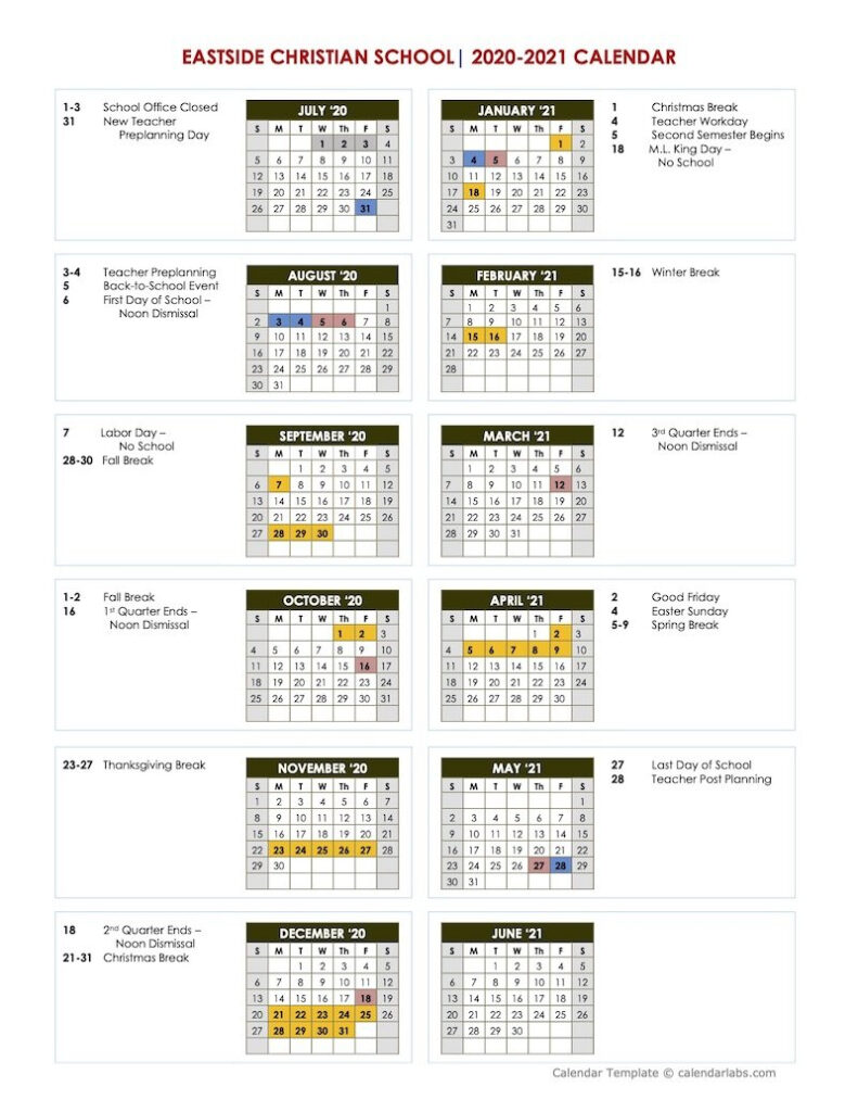 Cobb County School Calendar 2020 2021 2021 Printable Calendars