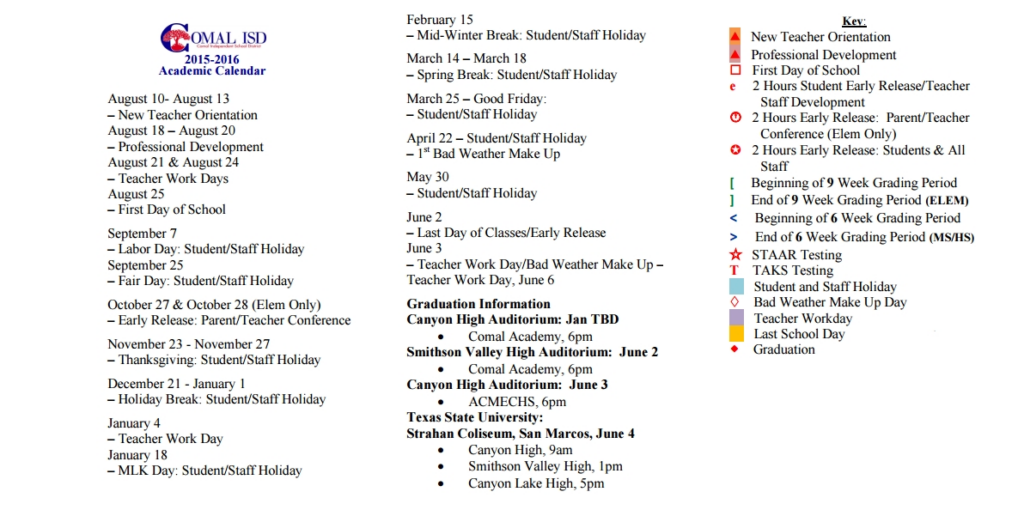 Comal Isd Holiday Schedule Free Calendar Template