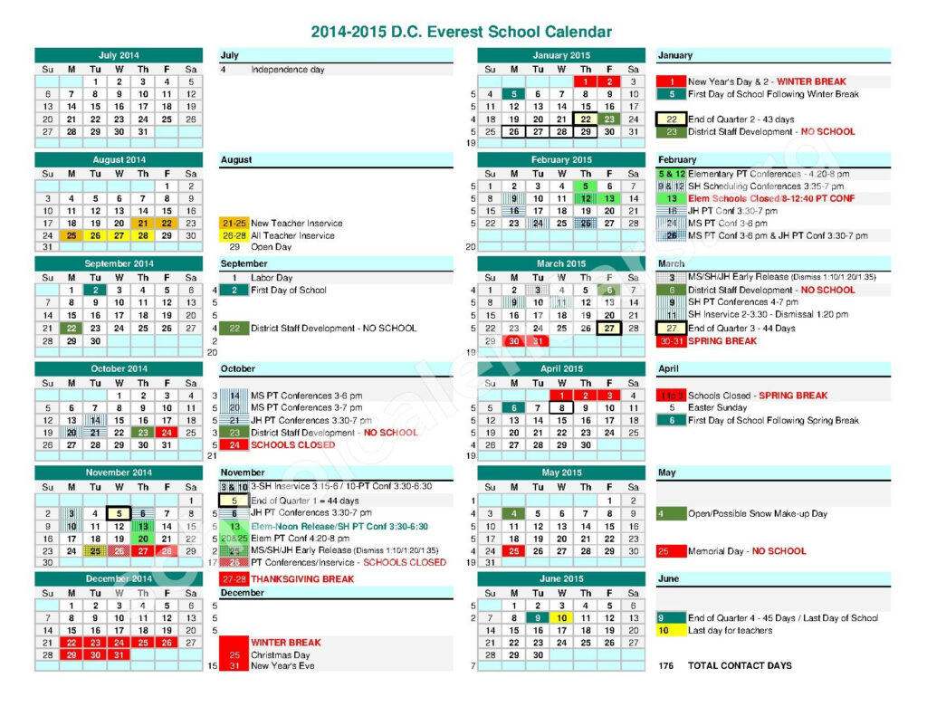 D C Everest Area School District Calendars Weston WI