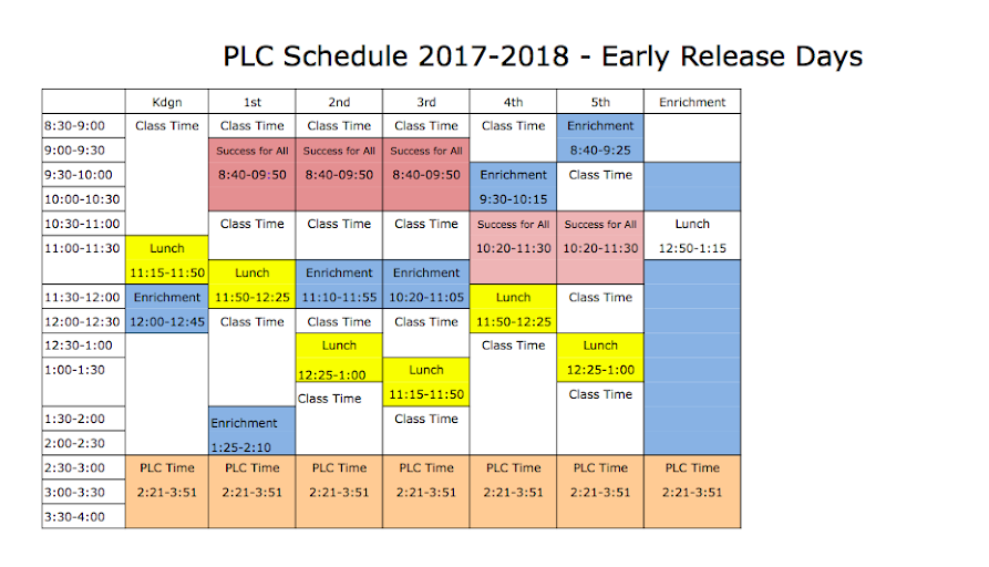 Daily Schedules Atchison Elementary School