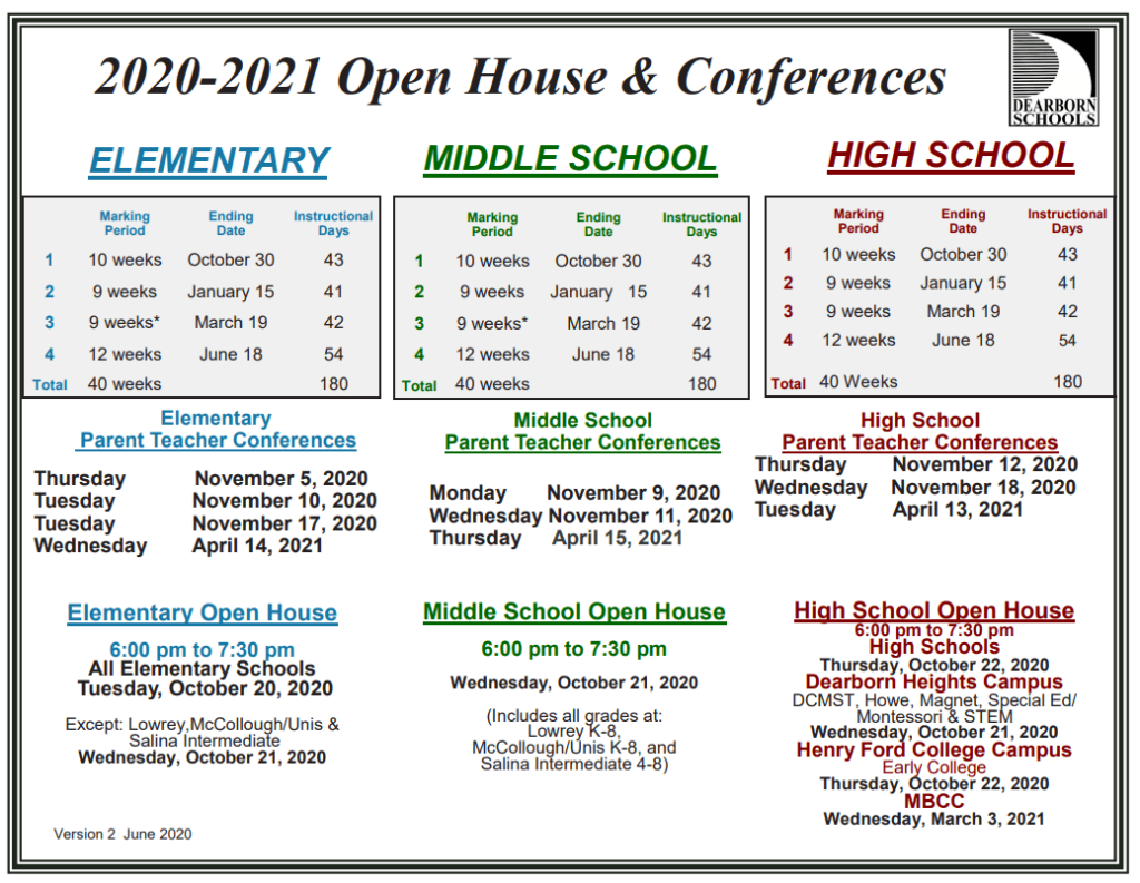 Dearborn Public Schools Calendar 2020 2021 Printable Calendars 2021