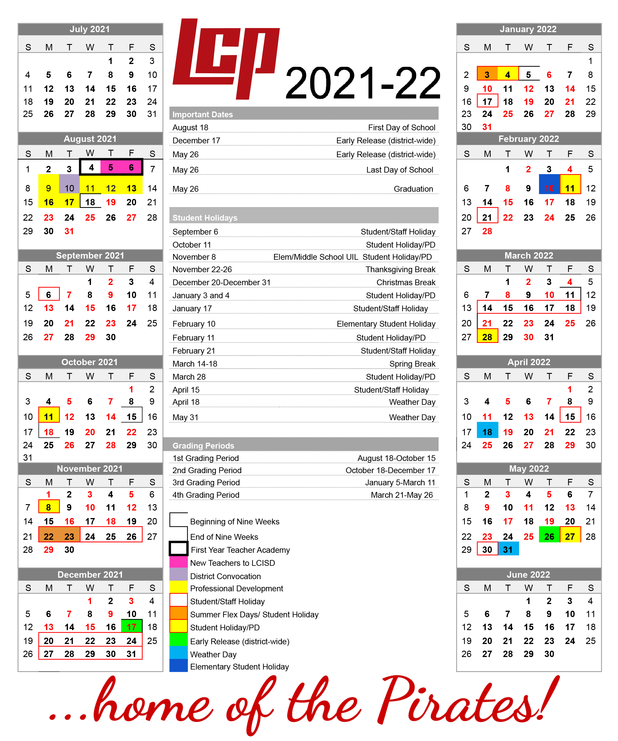 Lubbock Cooper High School Calendar 2023