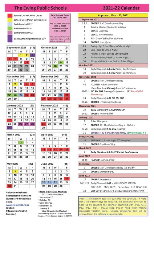 District Calendar 2021 2022 District School Calendar