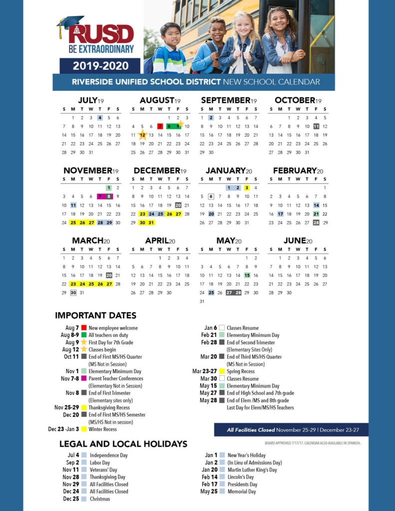 District Calendar Riverside Unified School District Calendar 