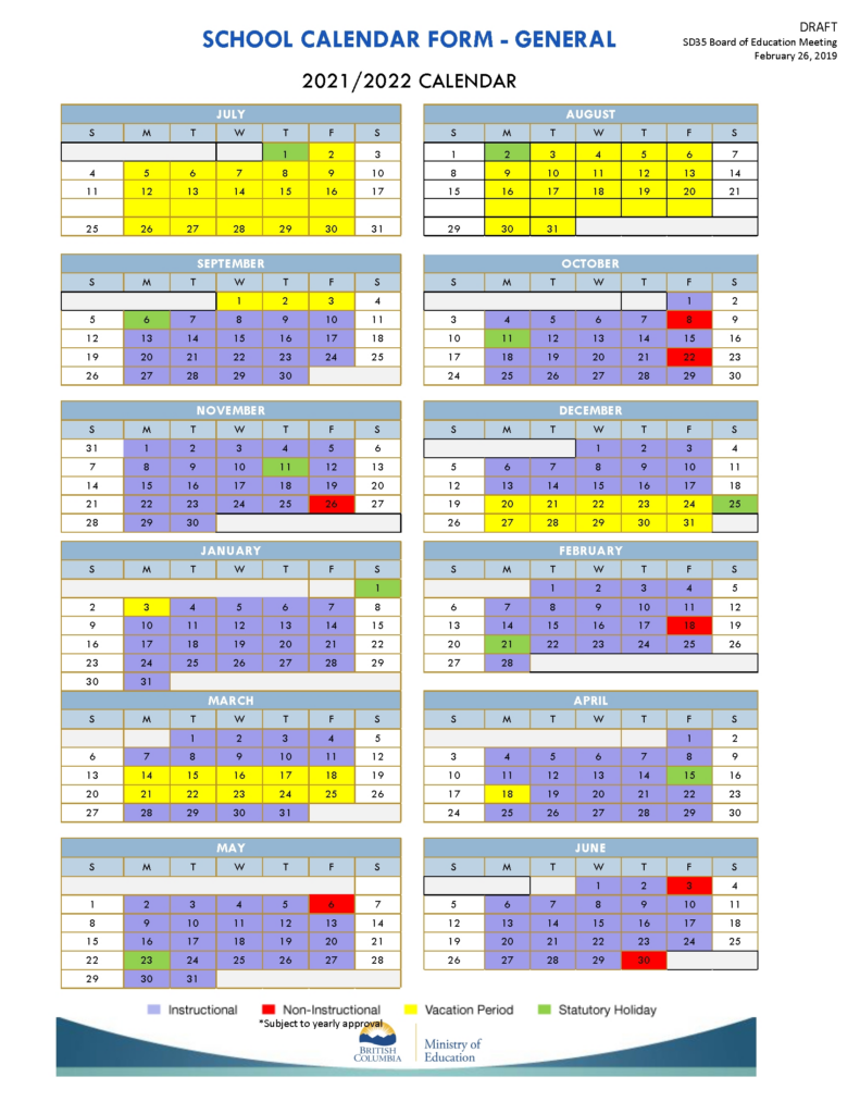 District Calendars 2019 2022 School District No 35 Qualads
