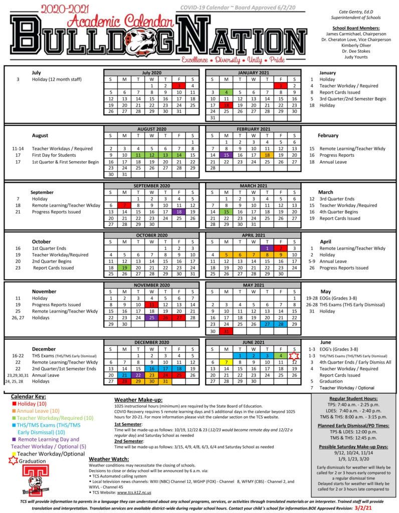District Calendars Calendar Hours Thomasville City Schools