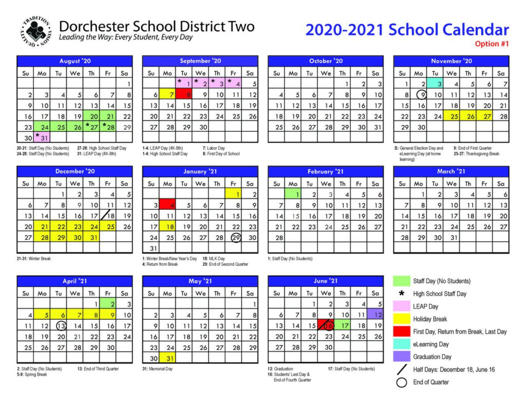 Dorchester District 2 Calendar 2021 Printable Calendar 2020 2021