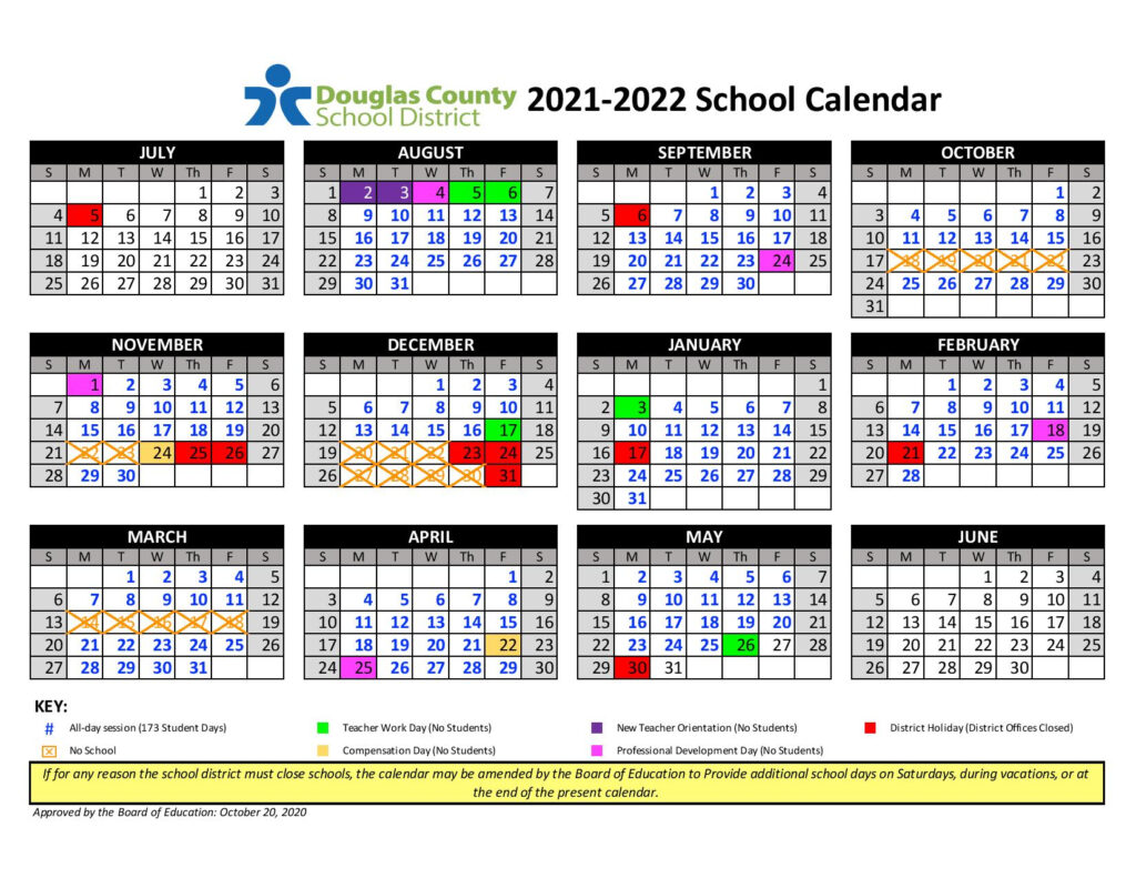 Douglas County Colorado School Calendar 2020 2021 Printable Calendars 