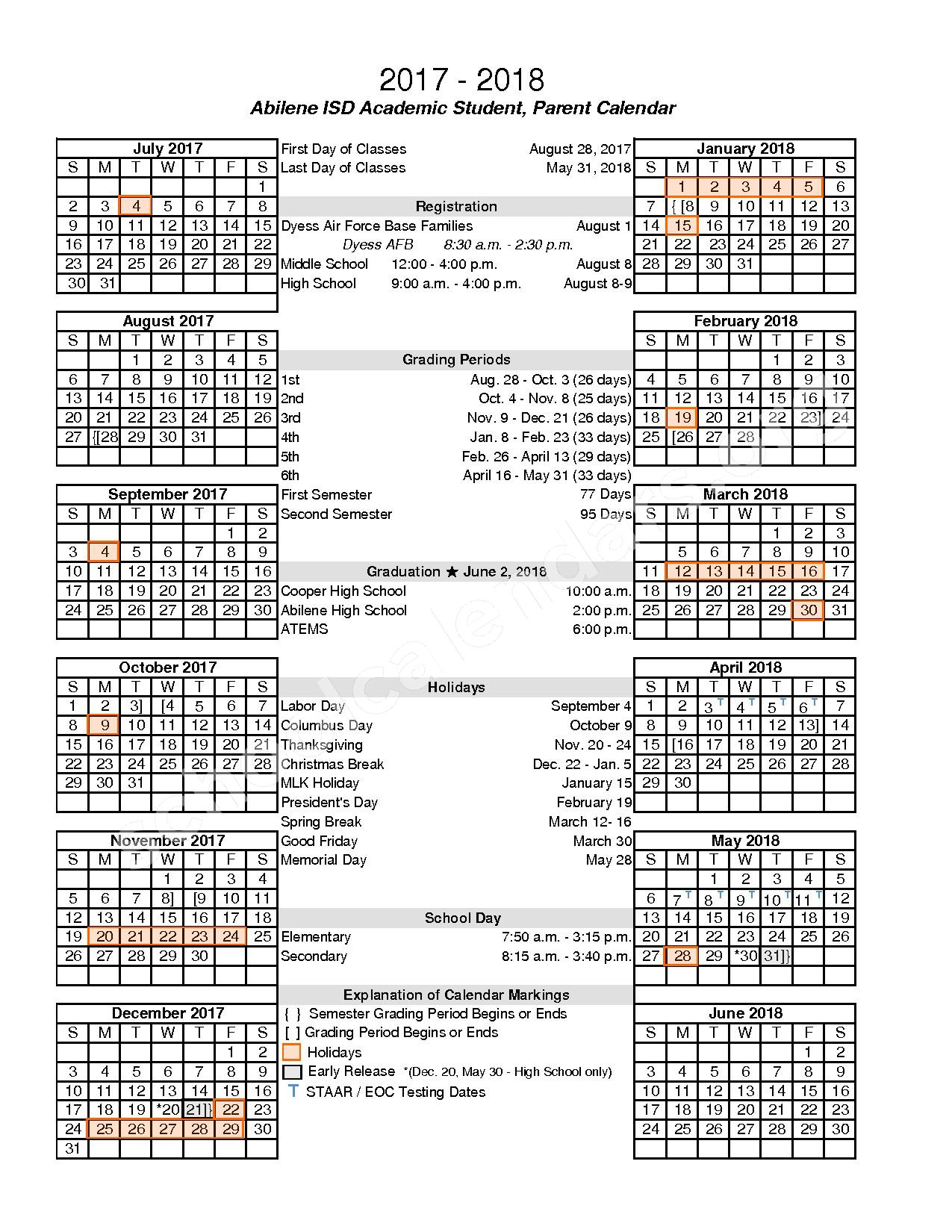 Abilene School District Calendar 2024