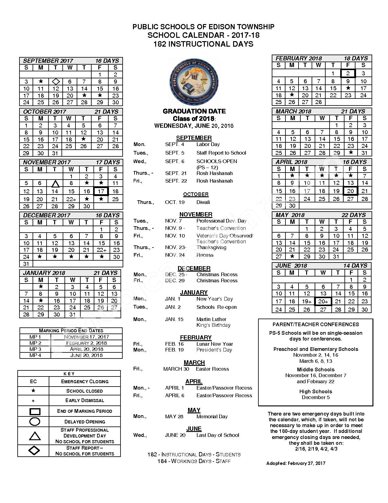 Edison Public Schools Calendar 2023