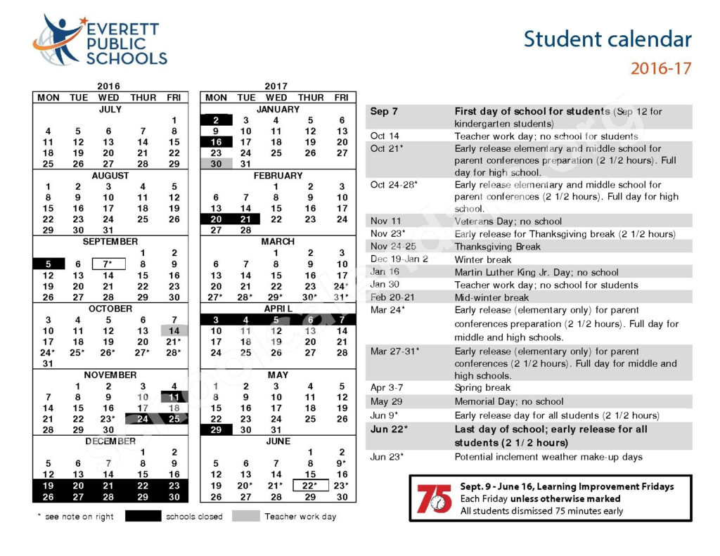 Everett School District Calendar Qualads