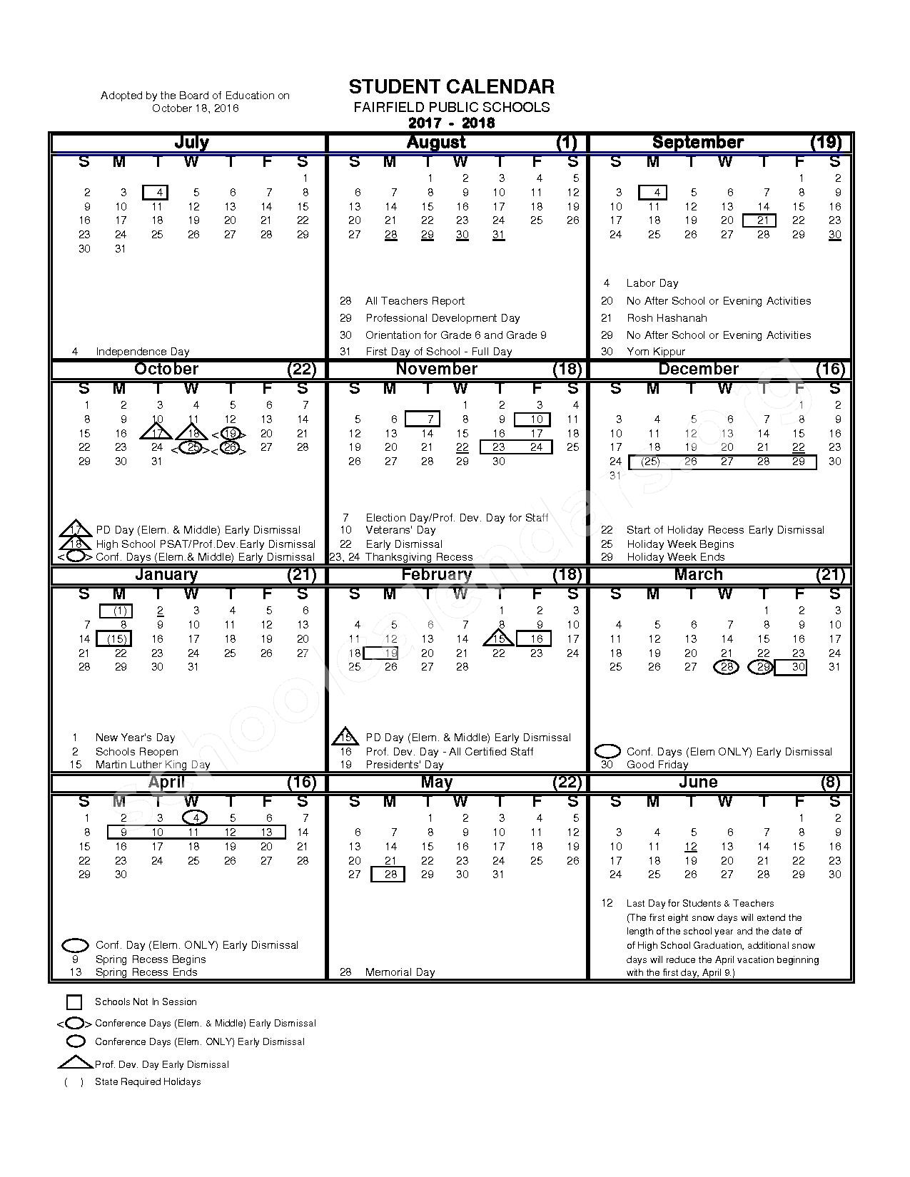 Fairfield Public Schools Calendar 2023