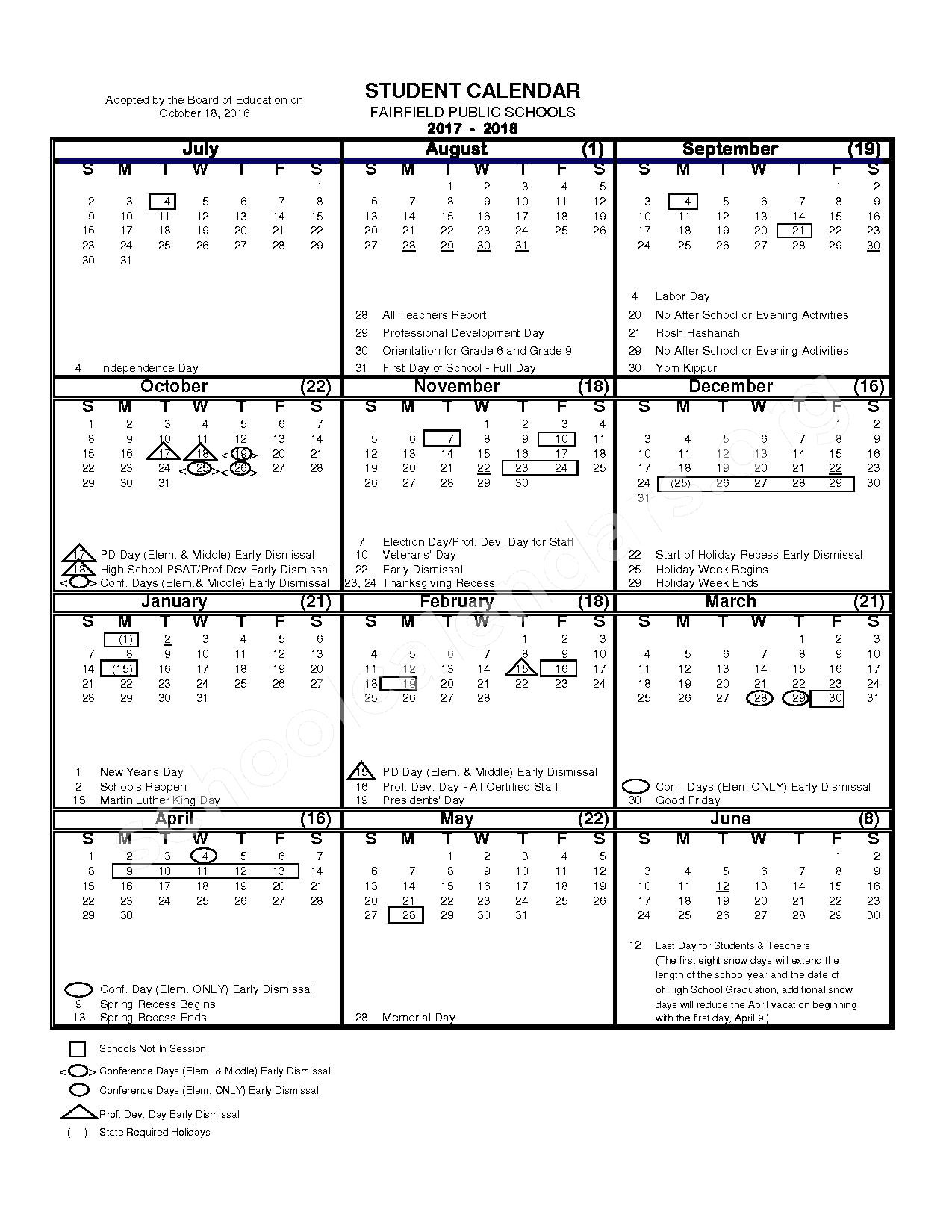 Fairfield Public Schools Calendar 2023 Schoolcalendars