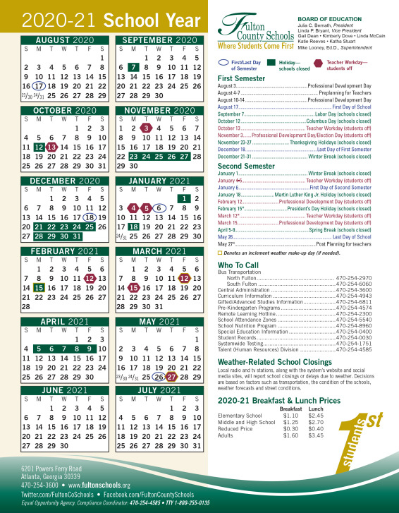 Fulton County School Calendar 2021 22 Important Update