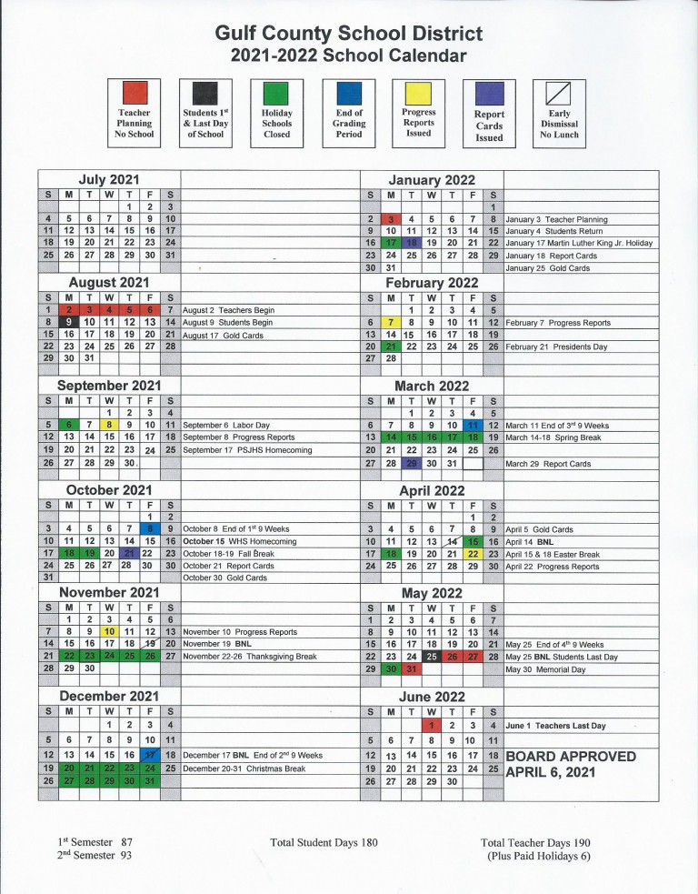 Gulf County Schools 2021 22 Calendar Port St Joe Elementary School