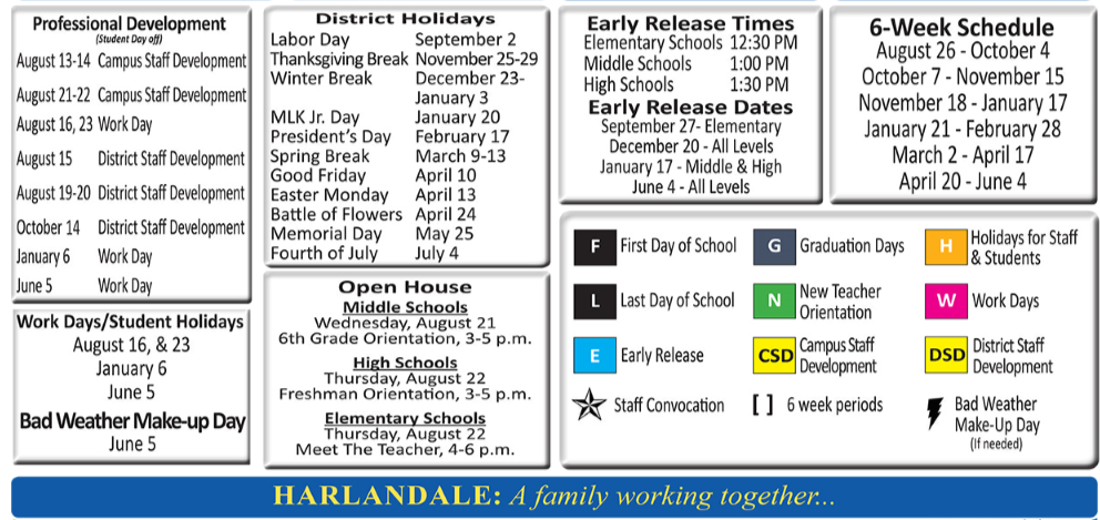 Harlandale High School School District Instructional Calendar 