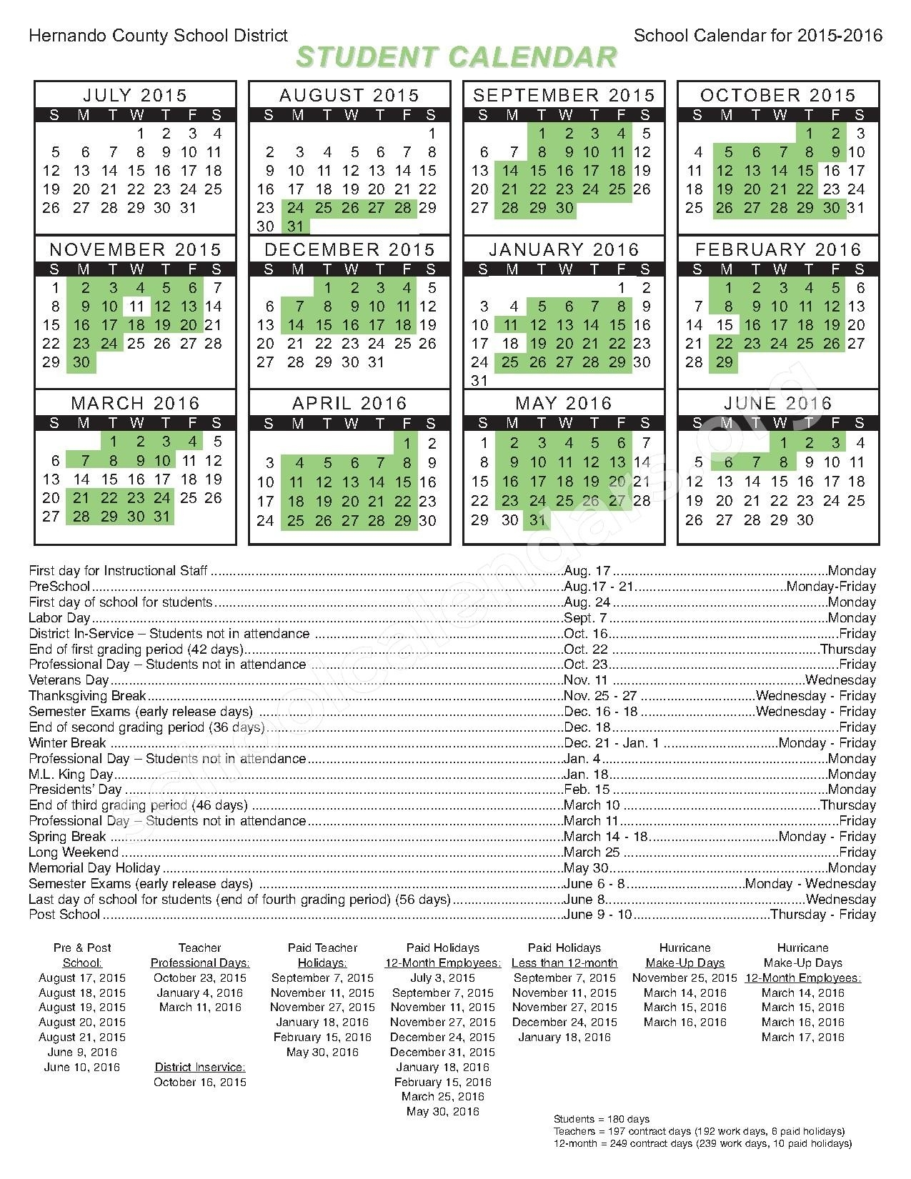 Hernando County Schools Calendar 2023