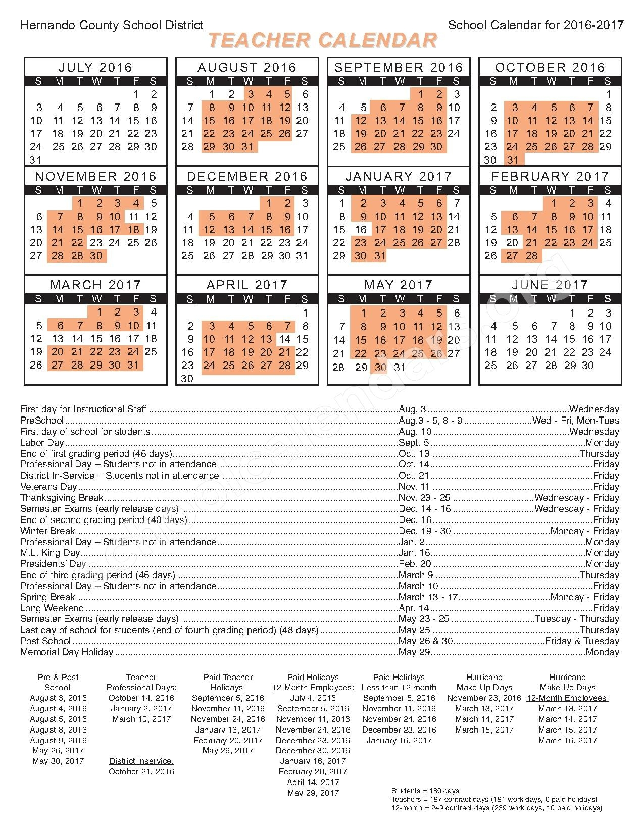 Hernando County Schools Calendar 2022 - Schoolcalendars.net