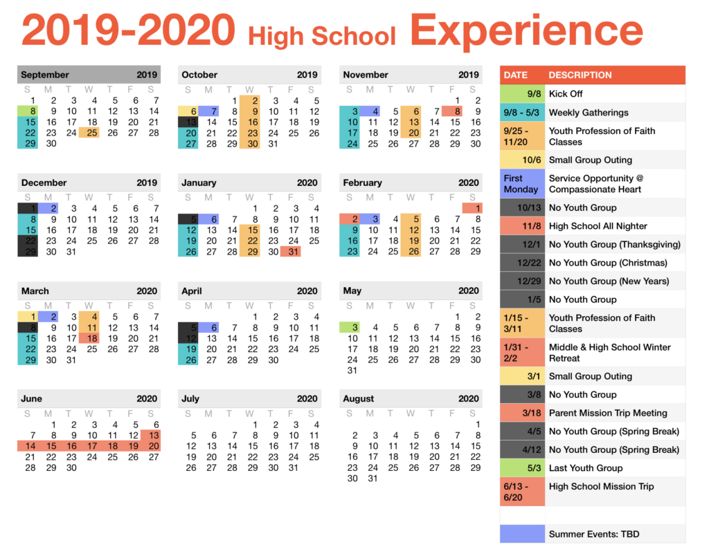 High School Calendar FOUNDRYCHURCH