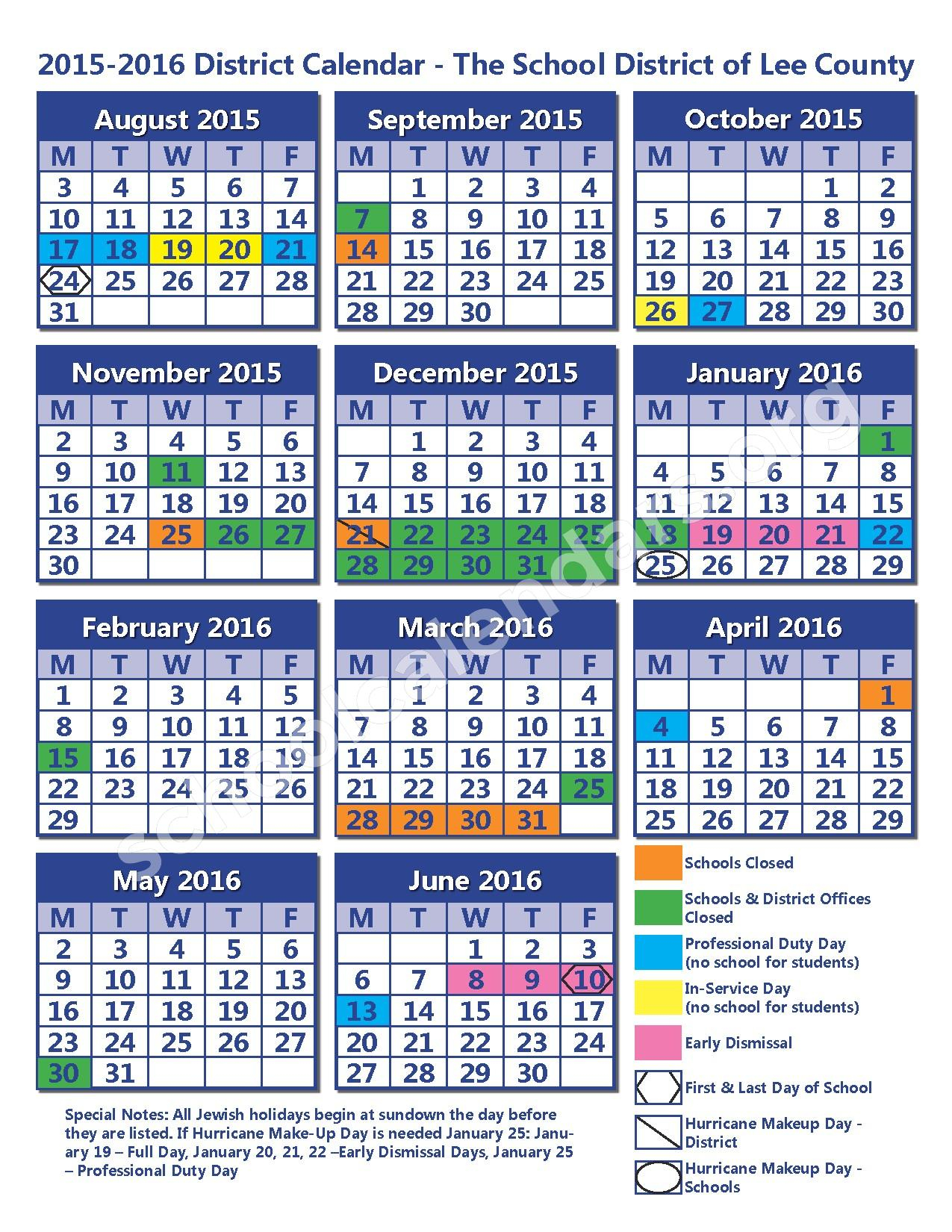 Lee District Schools Calendar 2024
