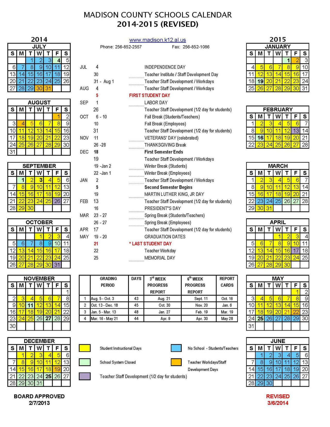 Madison County Board Revises 2014 2015 School Calendar Al